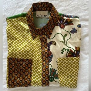 Alémais Rummy Oversized Printed Silk-Satin Shirt